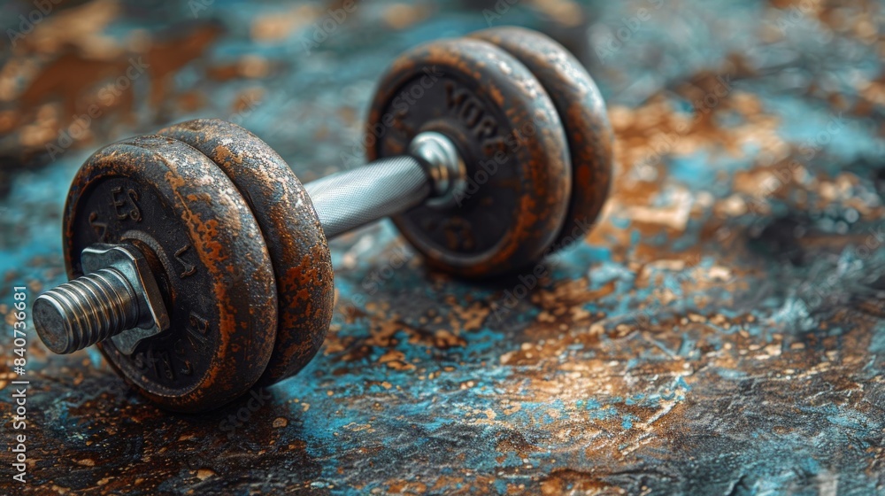 Close Up of a Wet Dumbbell in a Row of Weights Close Up of a Wet Dumbbell in a Row of Weights