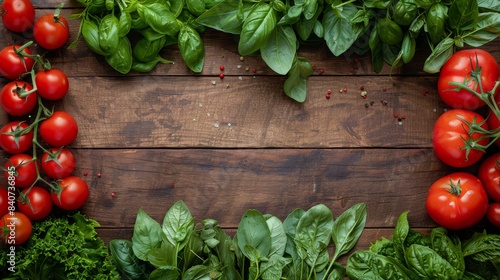 Fresh Red Tomatoes and Green Basil Leaves on a Dark Grey Surface