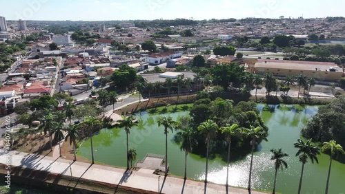 View of a lake in the middle of the city