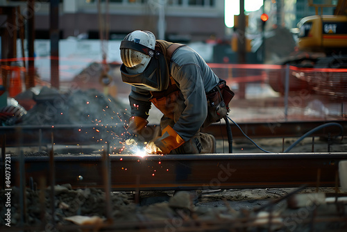 worker doing welding in construction