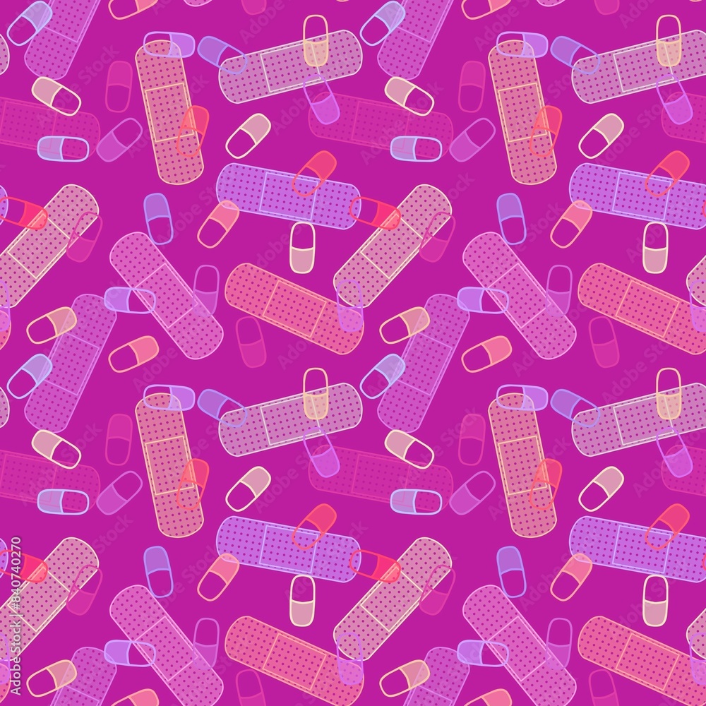 Medicine tape seamless pattern for wrapping paper and fabrics and linens Medicine tape seamless pattern for wrapping paper and fabrics and linens