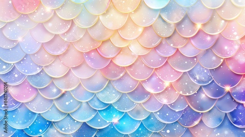 Obraz na płótnie Abstract background with soft prismatic iridescent rainbow gradient colors mermaid scale pattern theme for girl party w salonie