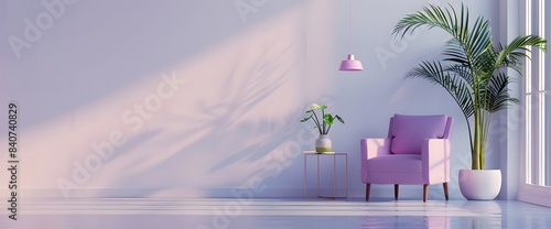 Modern interior, white wall with empty space for mockup or text ai generative