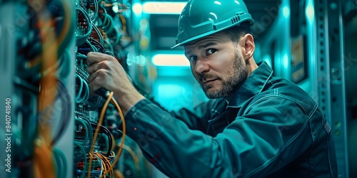 Testing Power Line in Control Cabinet Electrician's Connection and Safety Check. Concept Electrical Testing, Power Line Safety, Control Cabinet Connection, Electrician's Check © Ян Заболотний