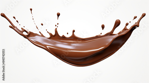 Rich Chocolate Splash in 3D - Liquid Swirls on White Background with Clipping Path for Designers. Stock Illustration.