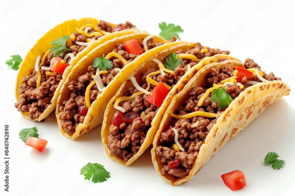 Plate of beef tacos with fresh cilantro and lime, vibrant and delicious, food photography Plate of beef tacos with fresh cilantro and lime, vibrant and delicious, food photography