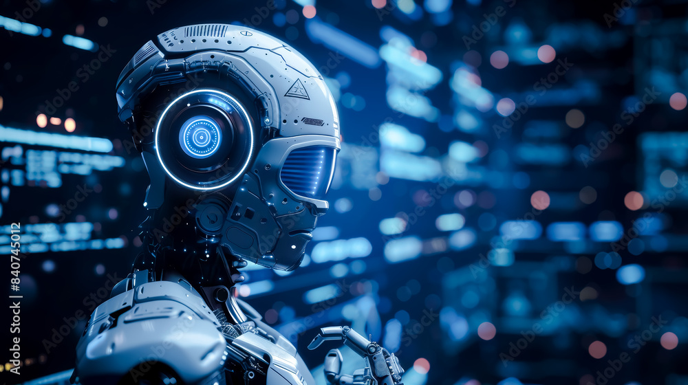 Futuristic robot, cyberspace digital world, revolution of AI artificial intelligence automated digital technology industry 4.0 concept Futuristic robot, cyberspace digital world, revolution of AI artificial intelligence automated digital technology industry 4.0 concept