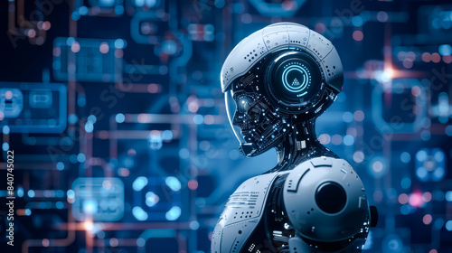 Futuristic robot, cyberspace digital world, revolution of AI artificial intelligence automated digital technology industry 4.0 concept © suriya