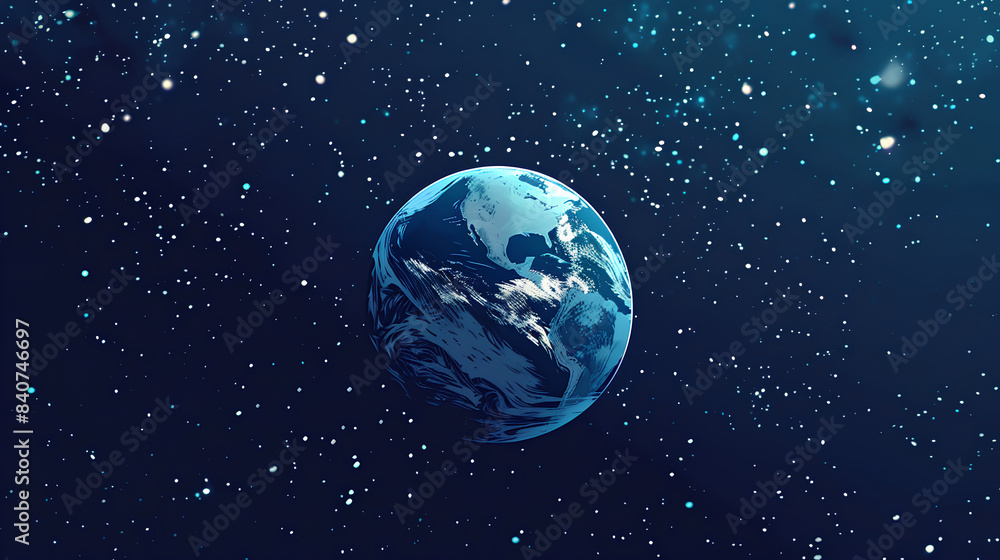 Naklejka premium a minimalist wallpaper featuring Earth at night, drifting in space.