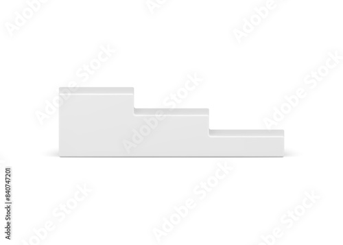 White glossy stairs stage pedestal achievement award podium side view realistic vector illustration