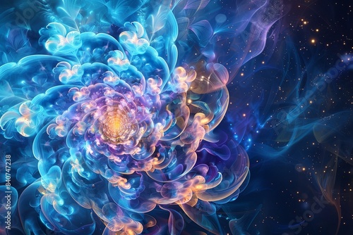 Light, star, fractal, design, pattern, art, blue, illustration, motion, spiral, wallpaper, color, energy, space, explosion, flower, texture, glow, bright, circle