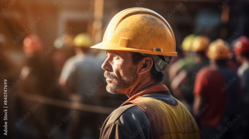 portrait of craftsman working at construction site portrait of craftsman working at construction site