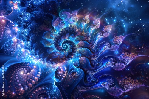 Light, star, fractal, design, pattern, art, blue, illustration, motion, spiral, wallpaper, color, energy, space, explosion, flower, texture, glow, bright, circle