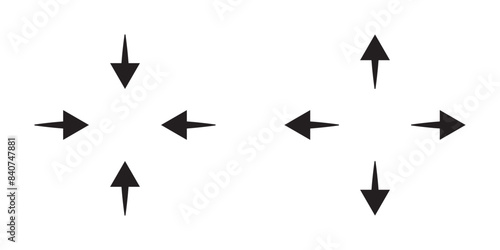  Inward and outward pointing symbols. Concentration and expansion concept. Vector illustration on white background in EPS 10.