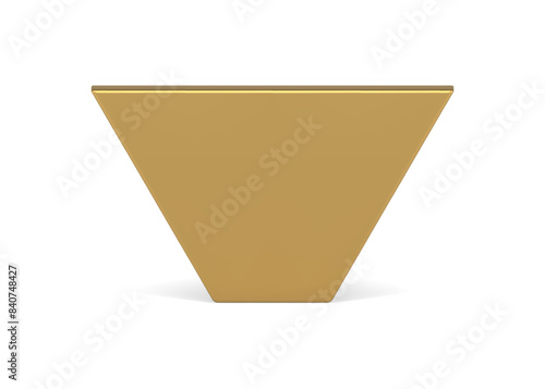 Inverted trapezoid golden pedestal vertical wall math geometric figure 3d design realistic vector