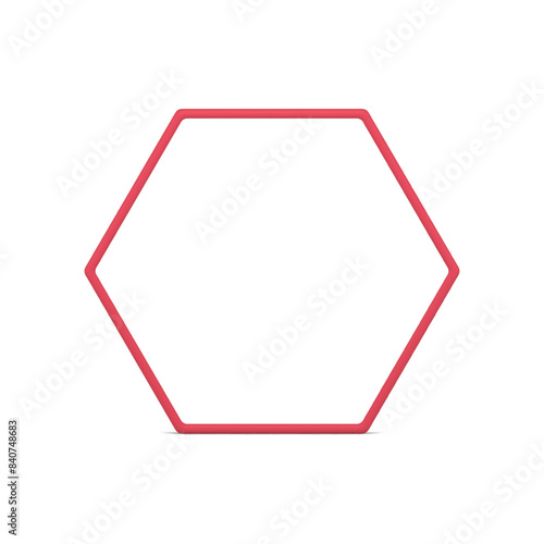 Red hexagonal honeycomb boundary frame glossy geometric 3d design realistic vector illustration