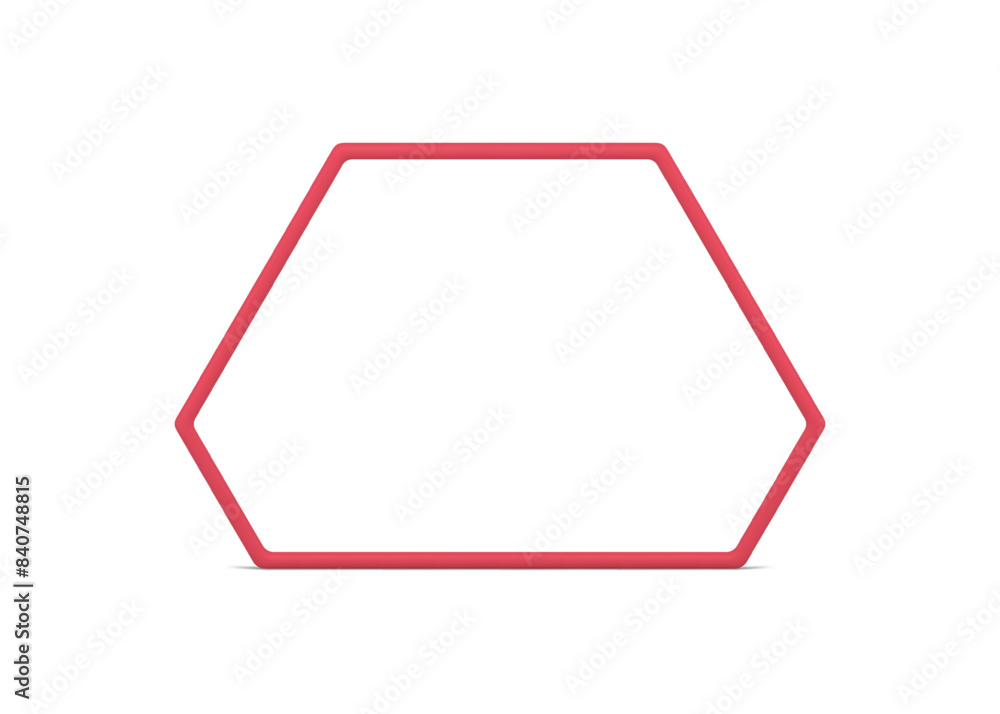 Red hexagonal decorative frame 3d design element front view realistic vector illustration Red hexagonal decorative frame 3d design element front view realistic vector illustration
