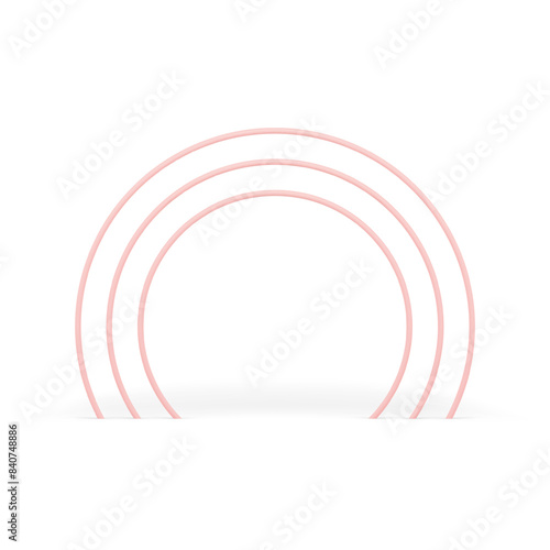 Pink circle arch doorway minimalist presentation gate multilevel structure 3d element vector