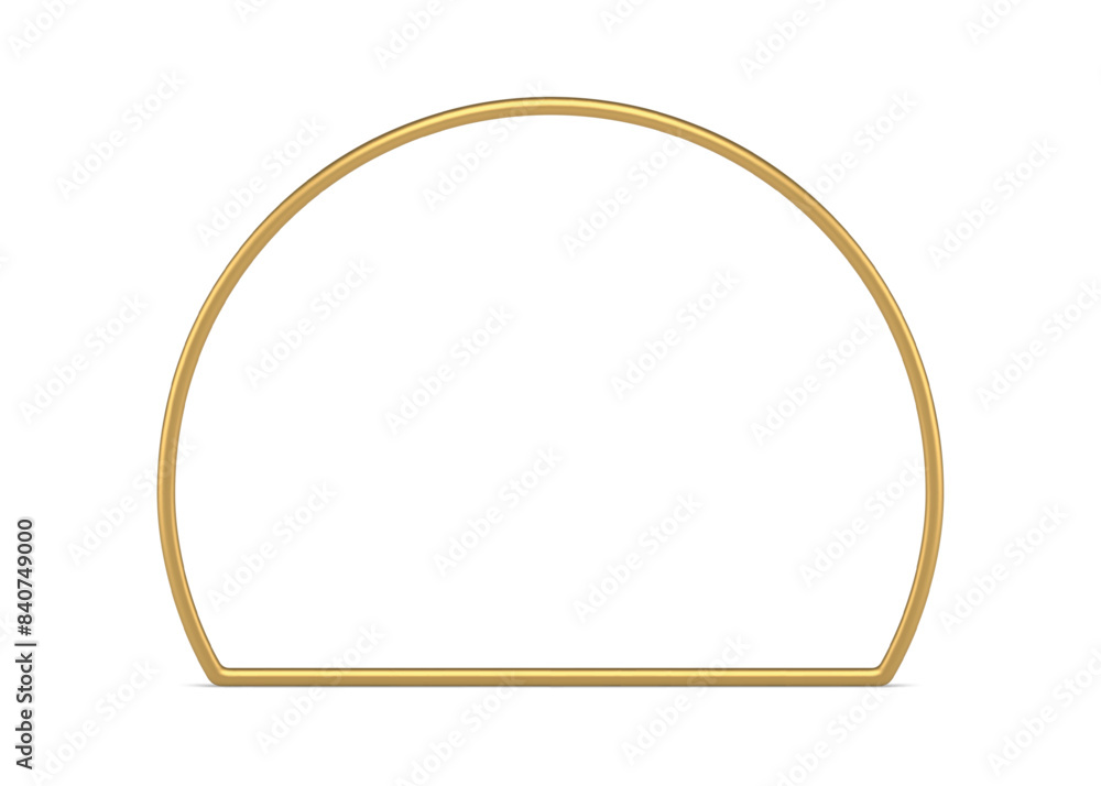 Golden semicircle geometric frame basic foundation 3d element decorative design realistic vector Golden semicircle geometric frame basic foundation 3d element decorative design realistic vector