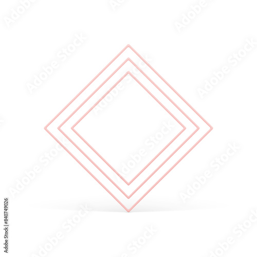 Pink multilevel rhombus geometric frame base foundation 3d decor element realistic vector