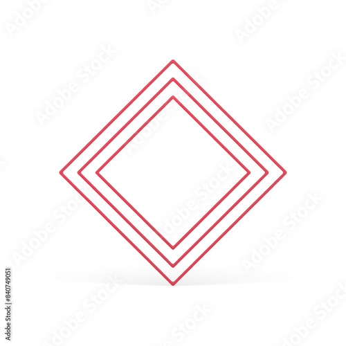 Red rhombus multilevel geometric frame angular construction base for presentation realistic vector