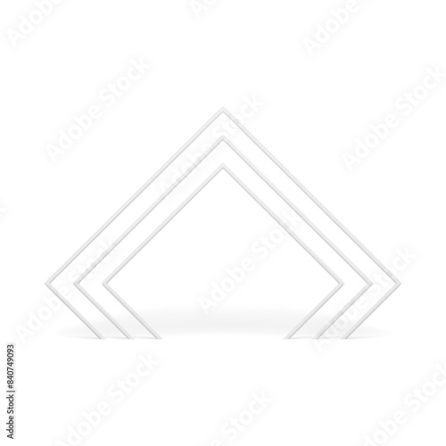 White triangle arch angular column entrance doorway decorative 3d element for presentation vector