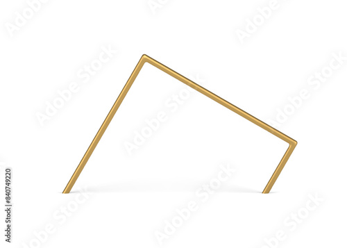 Golden abstract arch geometric column angular entrance 3d element decorative design realistic vector