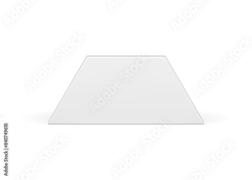 White trapezoid regular foundation block 3d slim element vertical wall decor realistic vector