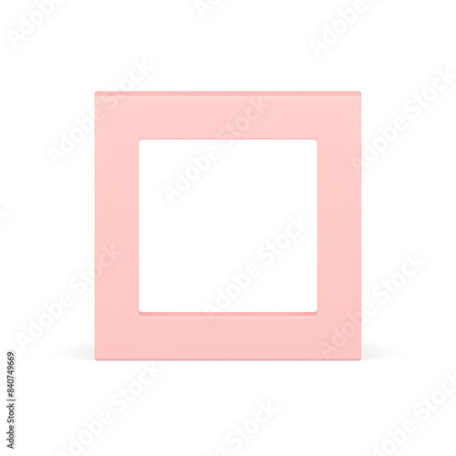 Pink squared regular boundary wide edge construction basic foundation 3d element realistic vector