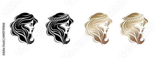 Elegant Artemis Vector Logo Design, Black and White with Gold Accent