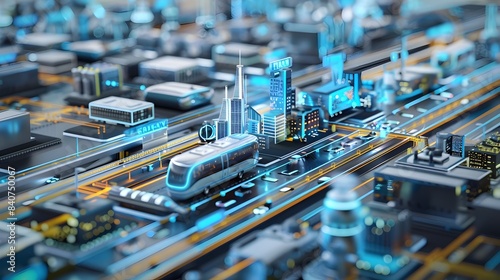 Futuristic 3D of an Advanced Public Transportation System in a Modern City