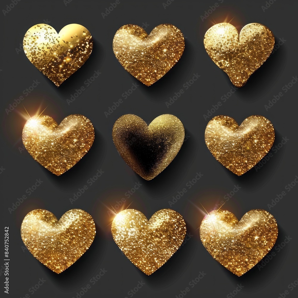 Fototapeta premium Glittery gold heart icon vector