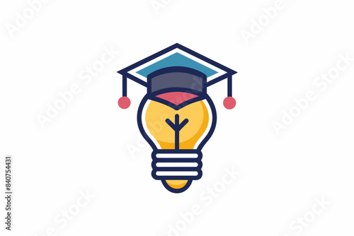 Vector Smart Graduation Hat University with Light Bulb