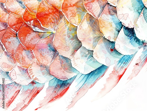Abstract watercolor painting with colorful scales.