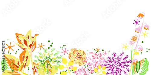Banner con forme floreali astratte multicolore