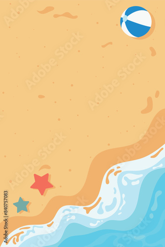 Happy summer time background. summer vacation flat poster concept, beach background