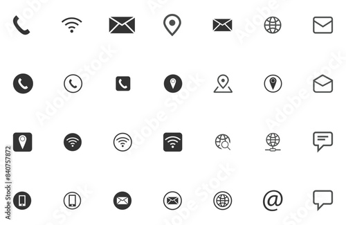 social media icons set. contact and social icons Contact and Social icon symbols, Phone, mail, fax, info, e-mail, support vector illustration