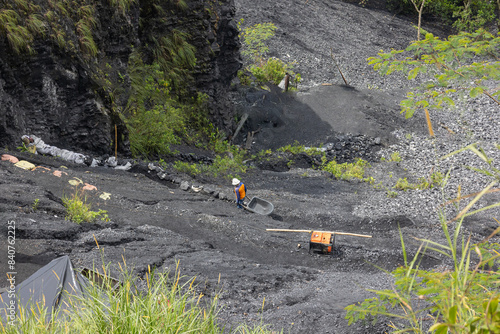 Wallpaper Mural miner working outside the mine with empty forklift truck Torontodigital.ca