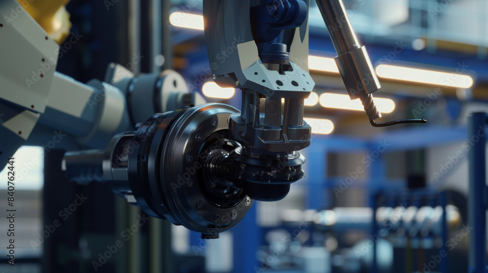A close-up view of a precision engineering process in an industrial setting, showcasing robotic machinery meticulously assembling components. A close-up view of a precision engineering process in an industrial setting, showcasing robotic machinery meticulously assembling components.
