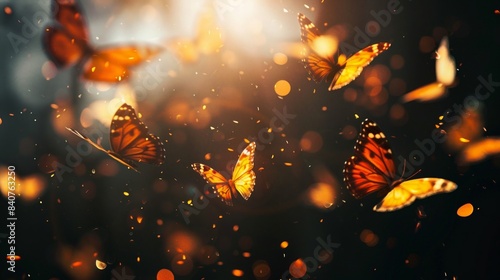 Seamless background of flying butterflies