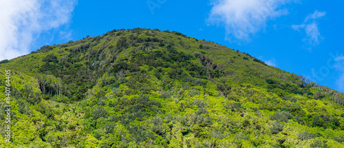 green peak under blue sky, Fajã dos cavaletes. São Jorge Island-Azores-Portugal photo