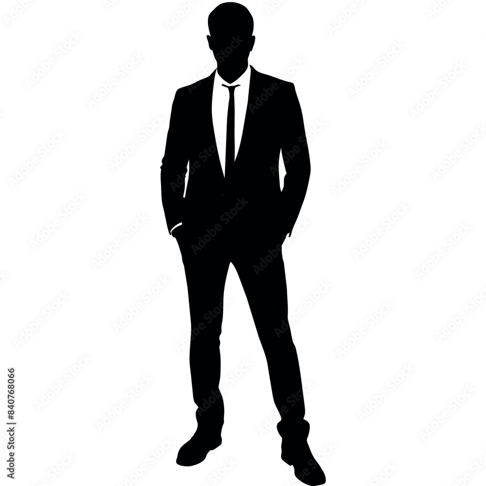 A business man stand with sun glass vector silhouette, isolated white background A business man stand with sun glass vector silhouette, isolated white background
