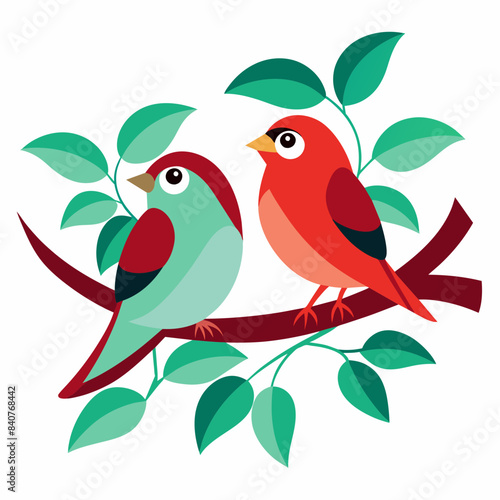 two parrots on a branch 