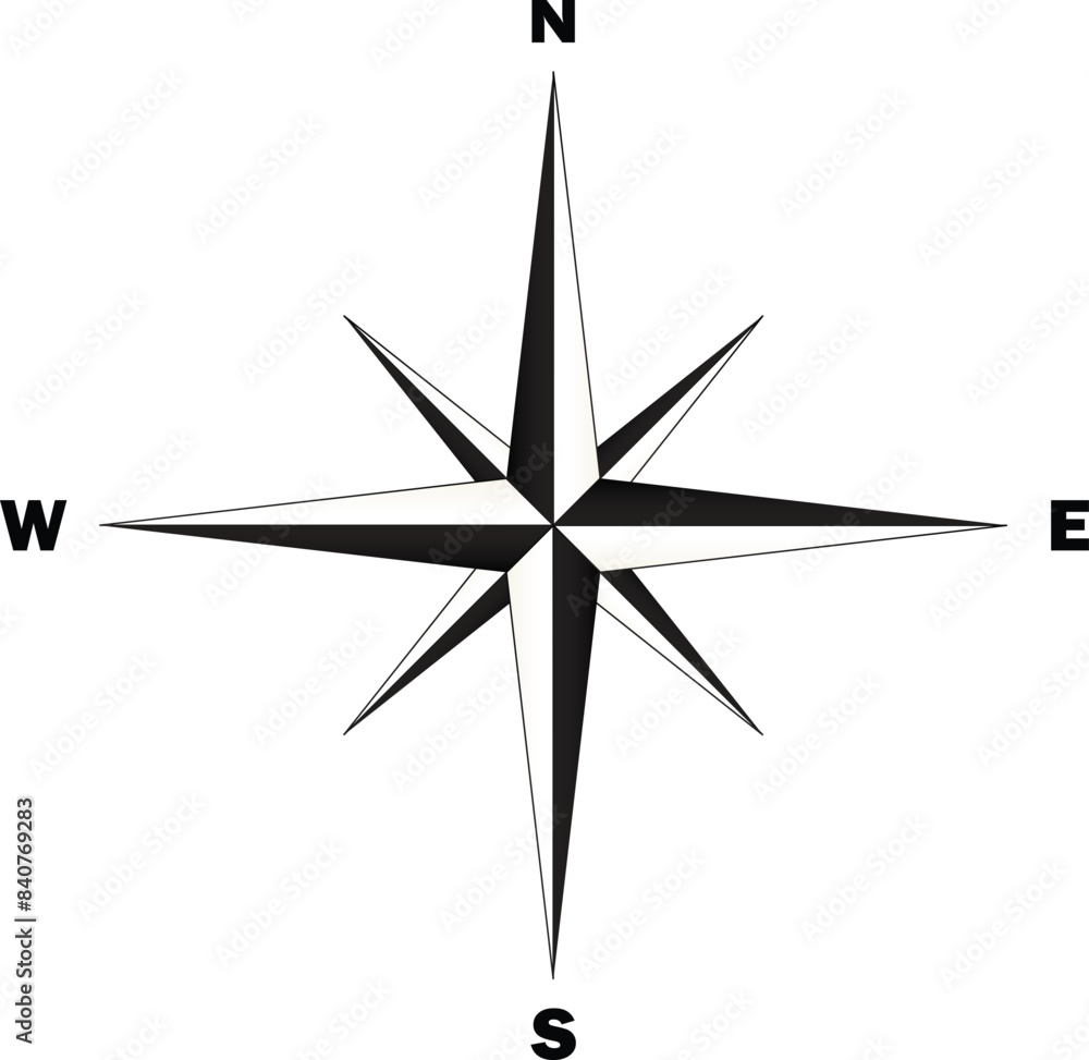 Fototapeta premium Direction compass icon, North symbol, compass element, Magnetic Compass, Compass north and south direction