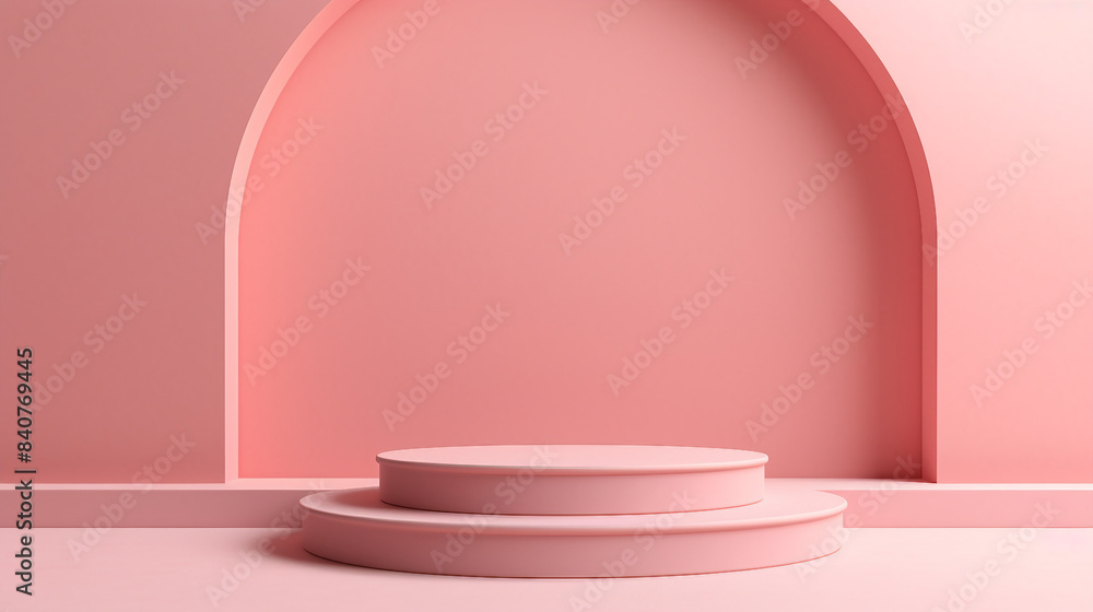 Minimalist Pastel Pink Podium Display Mockup - Abstract 3D Rendering Stock Illustration Minimalist Pastel Pink Podium Display Mockup - Abstract 3D Rendering Stock Illustration