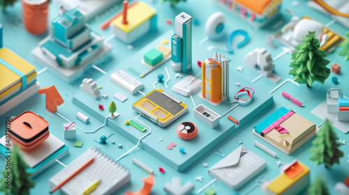 Wallpaper Mural modern, minimalistic and colourful education background forming abstract shapes and lines with school supplies	 Torontodigital.ca