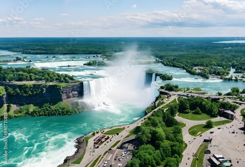 An aerial view of Niagara Falls in Canada