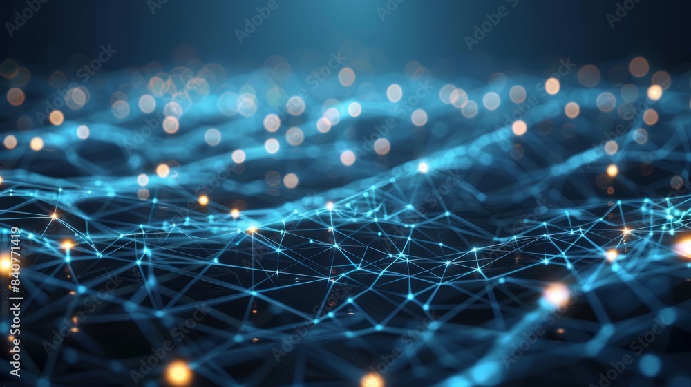 a high-tech background with a digital mesh network design in silver and blue gradients, suited for a cybersecurity application's user interface. hyper realistic a high-tech background with a digital mesh network design in silver and blue gradients, suited for a cybersecurity application's user interface. hyper realistic