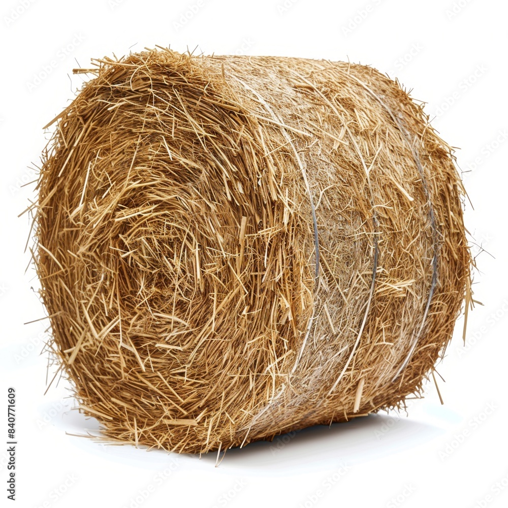 Closeup view of dry crop hay bale stack over white background isolated Closeup view of dry crop hay bale stack over white background isolated