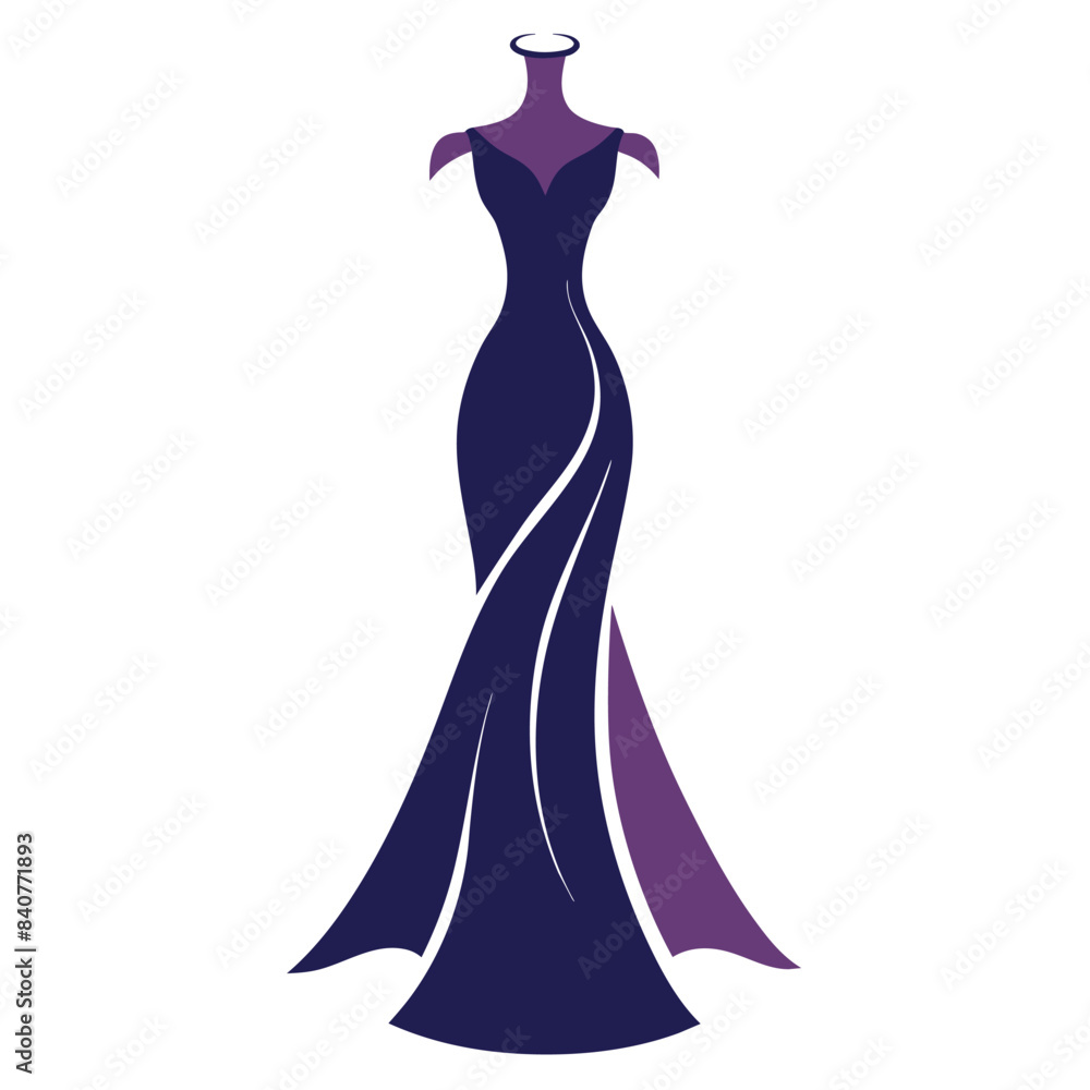 a complete gown dress mockup vector silhouette, white background a complete gown dress mockup vector silhouette, white background